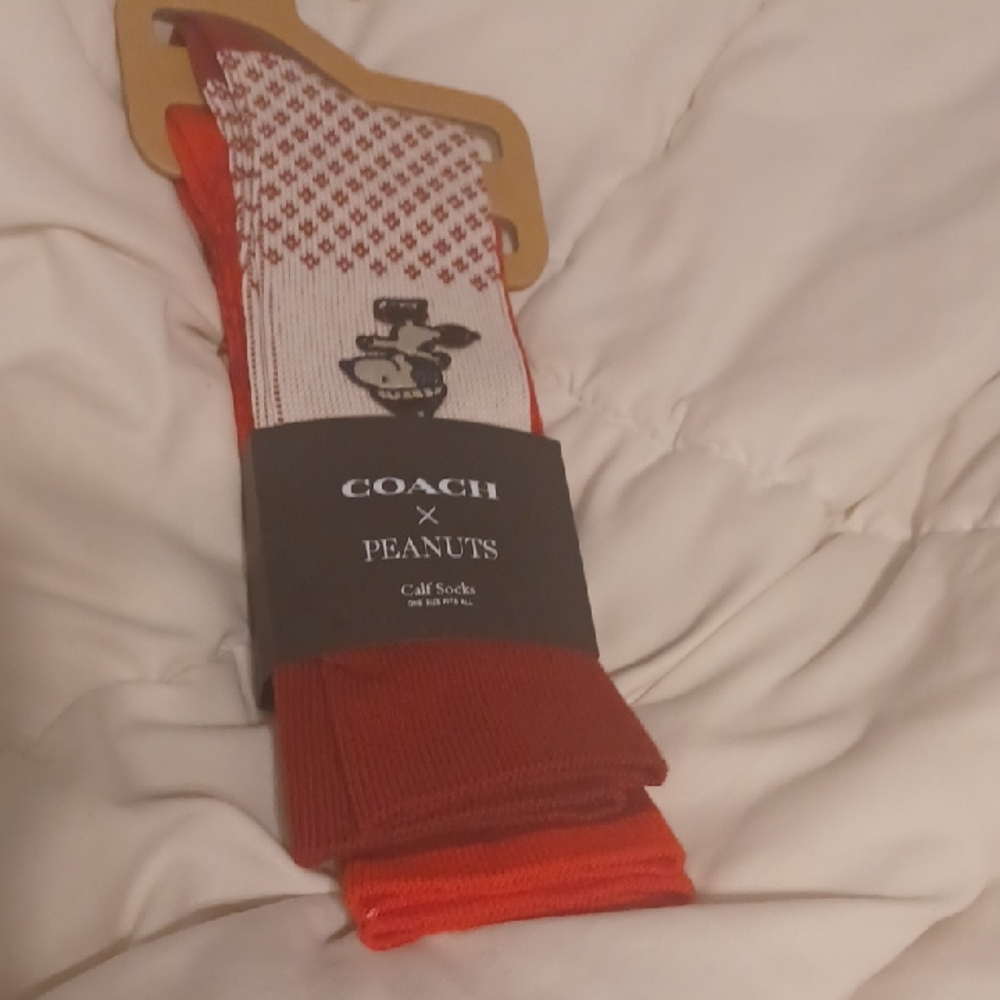 Coach x Peanuts Red and White Calf Socks
